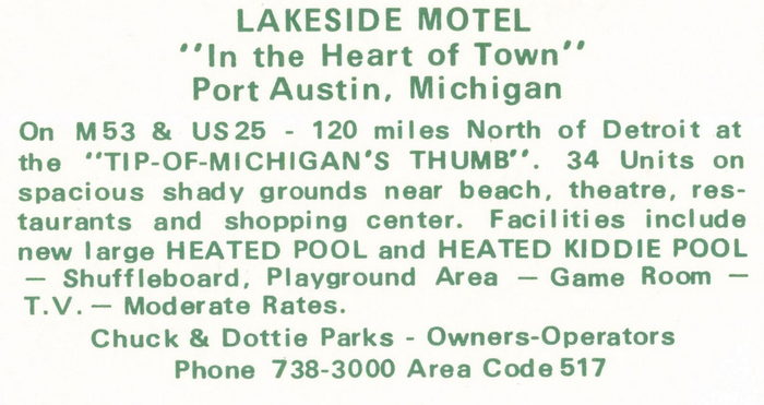Lakeside Motor Lodge (Lakeside Motel) - Vintage Postcard Back (newer photo)